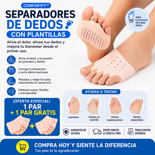 Almohadillas terapéuticas con Separador de dedos l PharmaToe™
